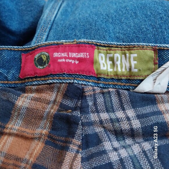 Berne Mens Original Dungaree Jeans 44x32 Blue Cotton Flannel-Lined Work Pants Du - Picture 3 of 7
